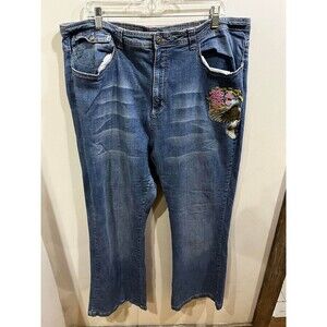 Crest Jeans Women's size 8 Blue High Rise Boot Cut Hummingbird Fairycore Boho